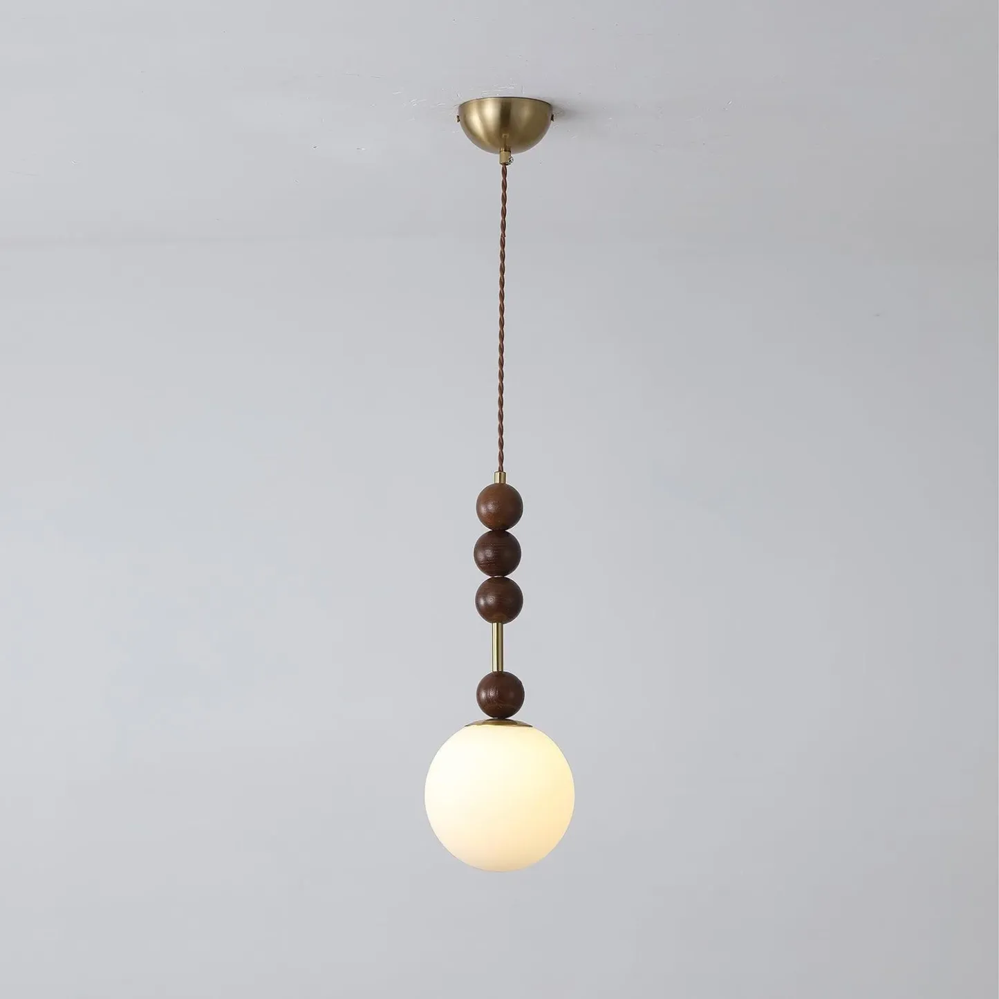 Hailie Minimalism Metal Glass Wood Pendant Light Bedroom Living Room
