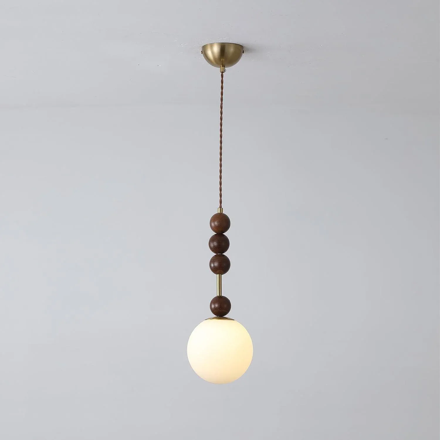 Hailie Minimalism Metal Glass Wood Pendant Light Bedroom Living Room