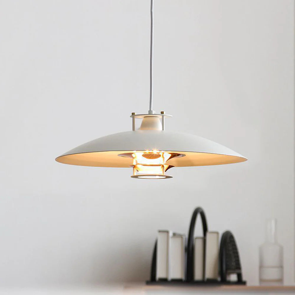 Minimalist white metal pendant light for living room