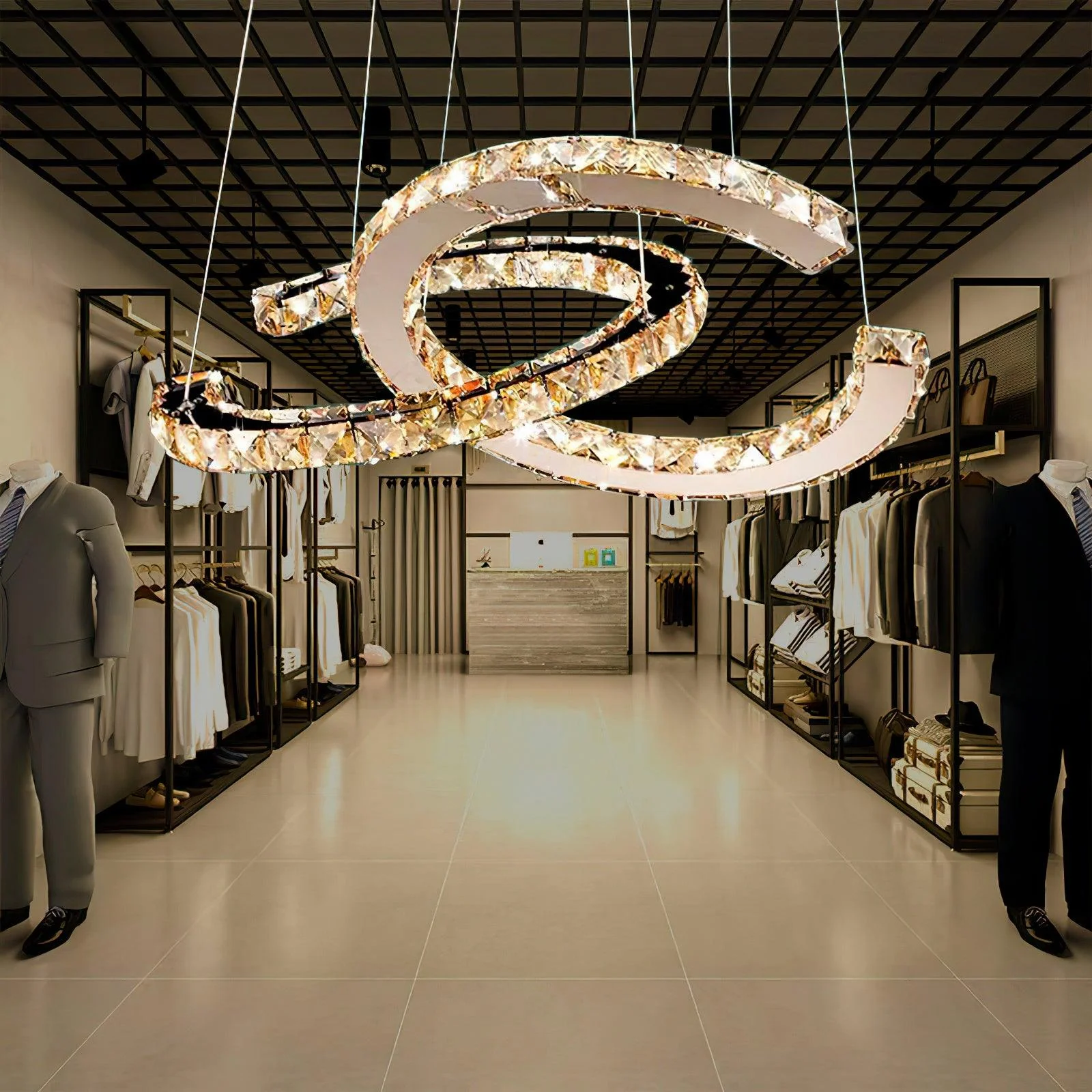 Marilyn Gorgeous Contemporary Metal Crystal Chandelier Living Room Bedroom