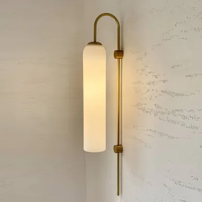 Hailie Minimalism Metal Gold Black Glass Wall Lamp Bedroom Living Room