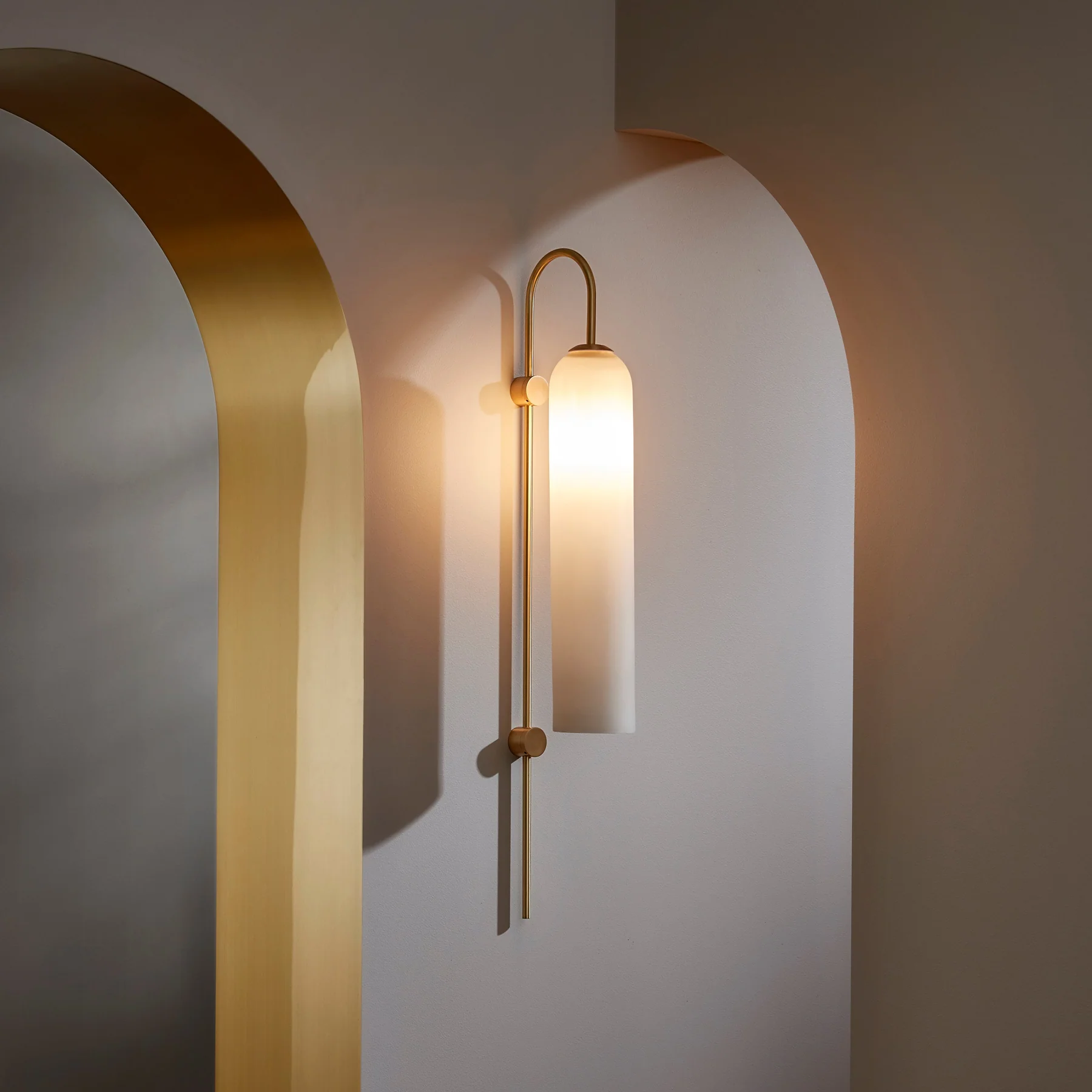 Hailie Minimalism Metal Gold Black Glass Wall Lamp Bedroom Living Room