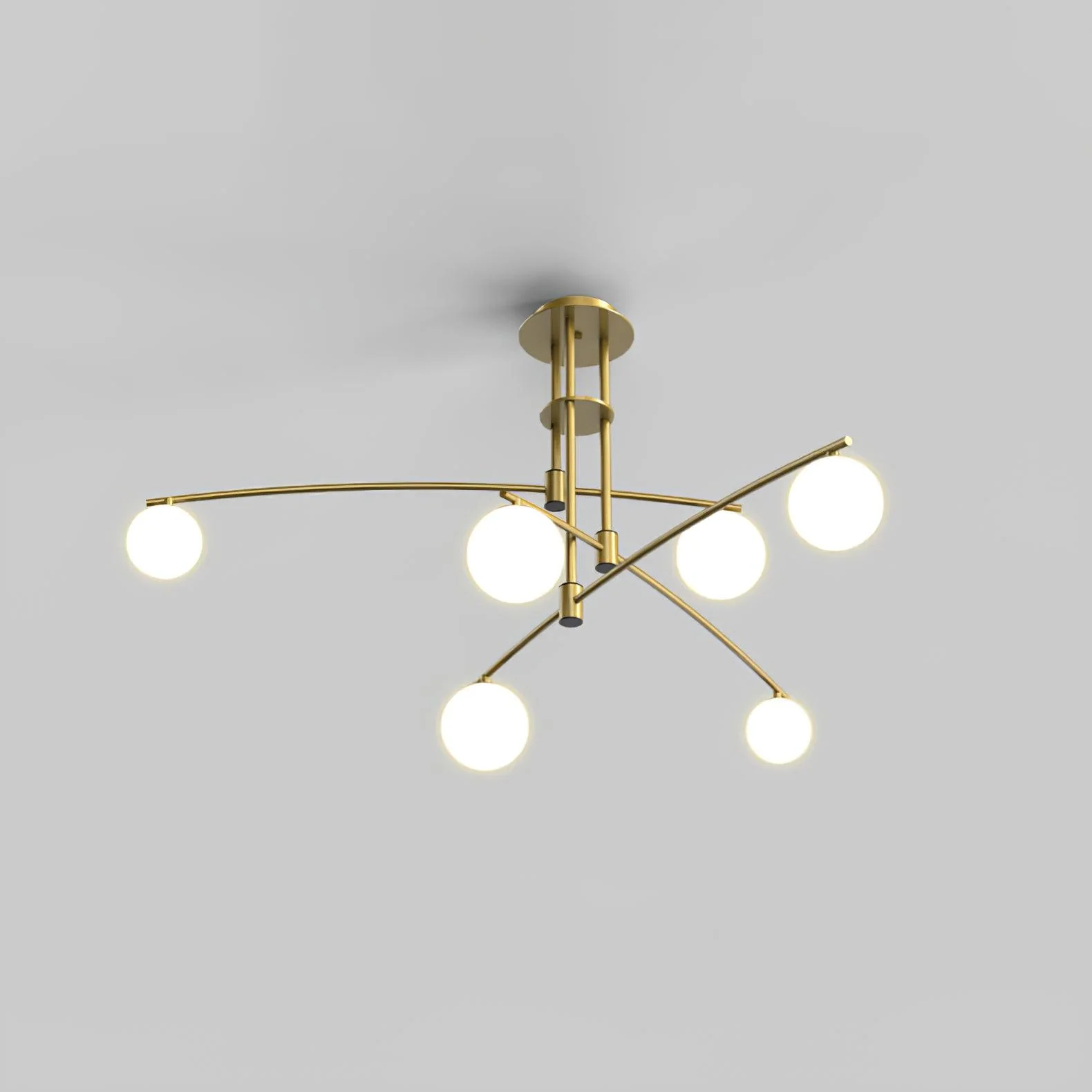 Valentina Modern Long Arm Metal Glass Chandelier Dining Room Living Room