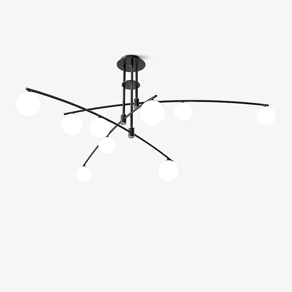 Valentina Modern Long Arm Metal Glass Chandelier Dining Room Living Room