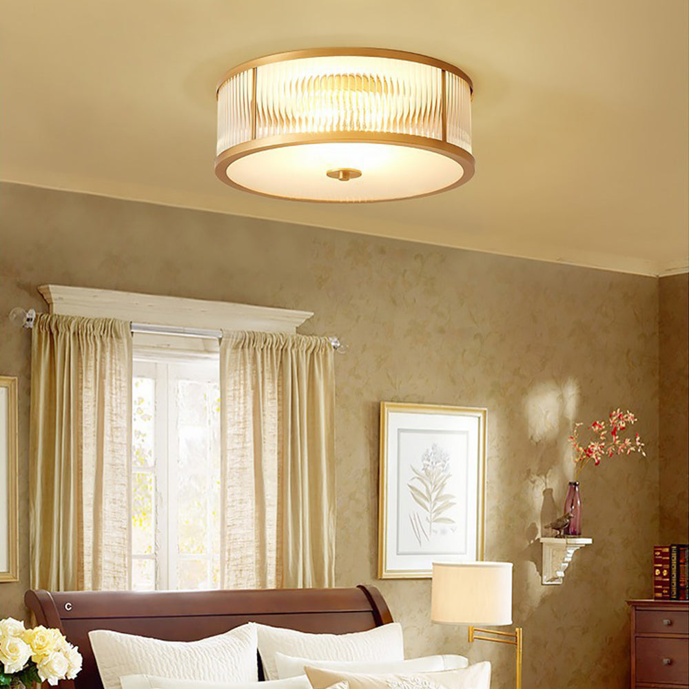 Bedroom with Gold Alessio Flush Mount Ceiling Light