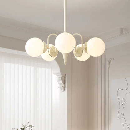 Valentina French LED Chandelier Milky White Cream Metal Living Room