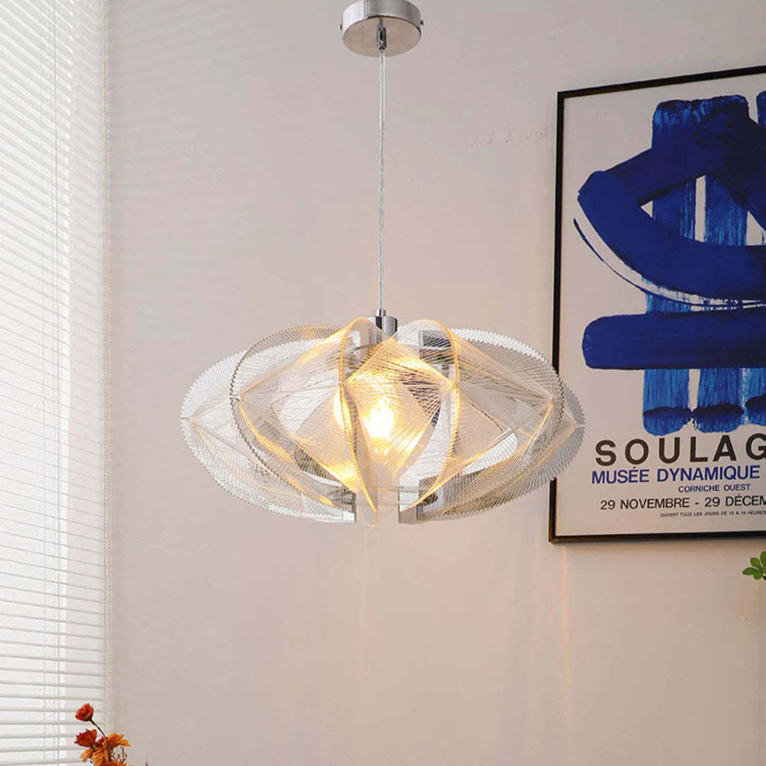 Grace Modern LED Pendant Light White Metal Acrylic Living Room