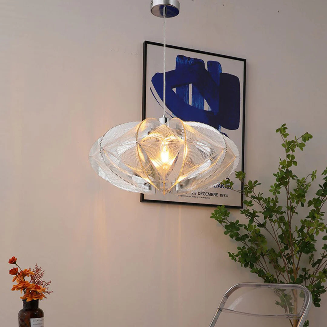 Grace Modern LED Pendant Light White Metal Acrylic Living Room
