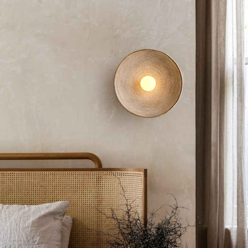 Elif Modern Round Indoor Wall Lamp Wood Bedroom Living Room