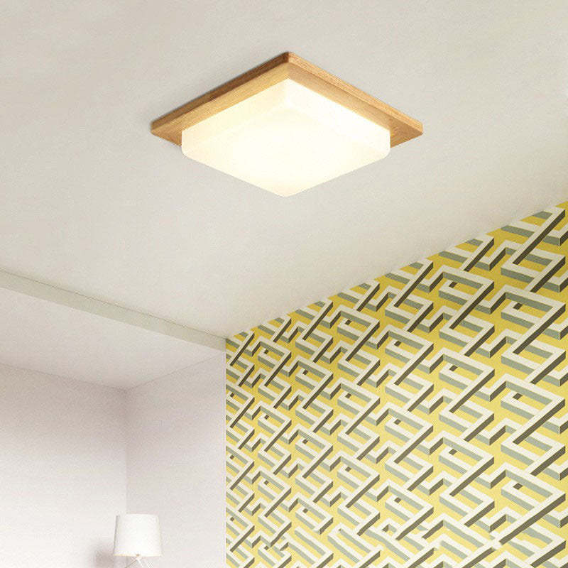 Ozawa Modern Simple Flush Mount Ceiling Light Wood Acrylic Dining Room