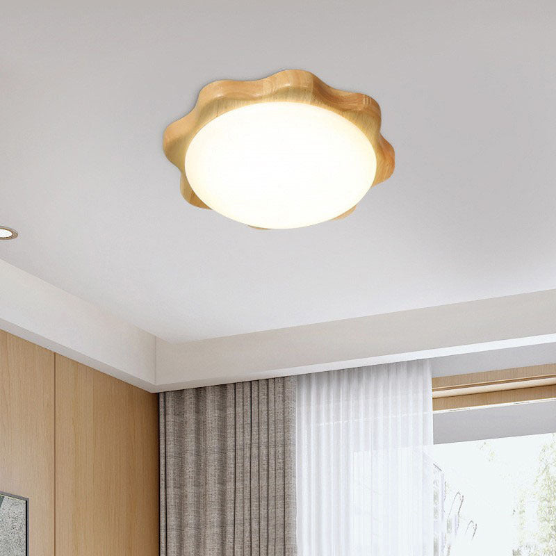 Ozawa Modern Simple Flush Mount Ceiling Light Wood Acrylic Dining Room