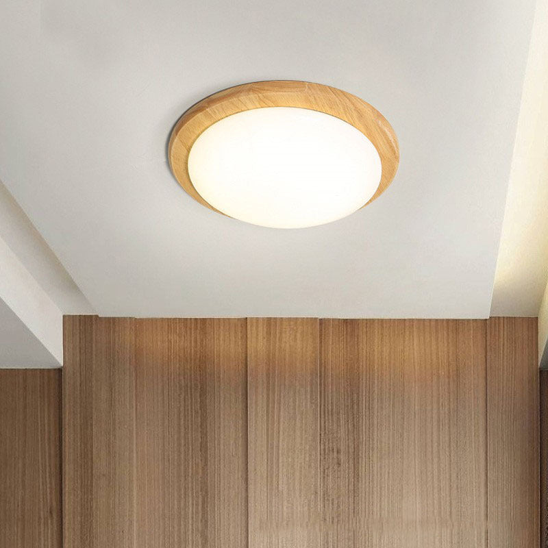 Ozawa Modern Simple Flush Mount Ceiling Light Wood Acrylic Dining Room