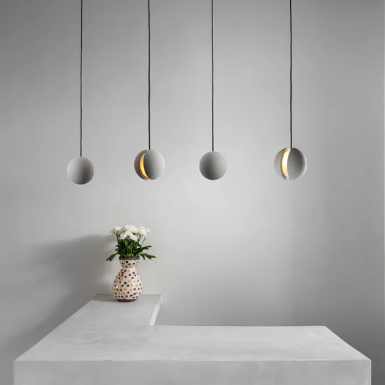 Hailie Minimalism Round Concrete Acrylic Pendant Light Living Room