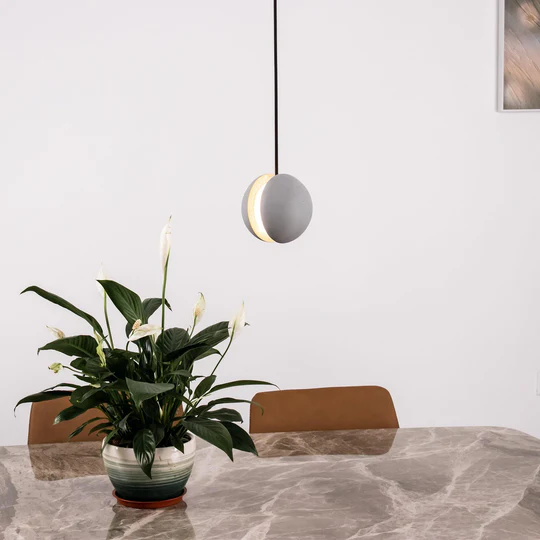Hailie Minimalism Round Concrete Acrylic Pendant Light Living Room
