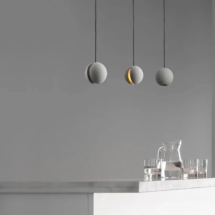 Hailie Minimalism Round Concrete Acrylic Pendant Light Living Room