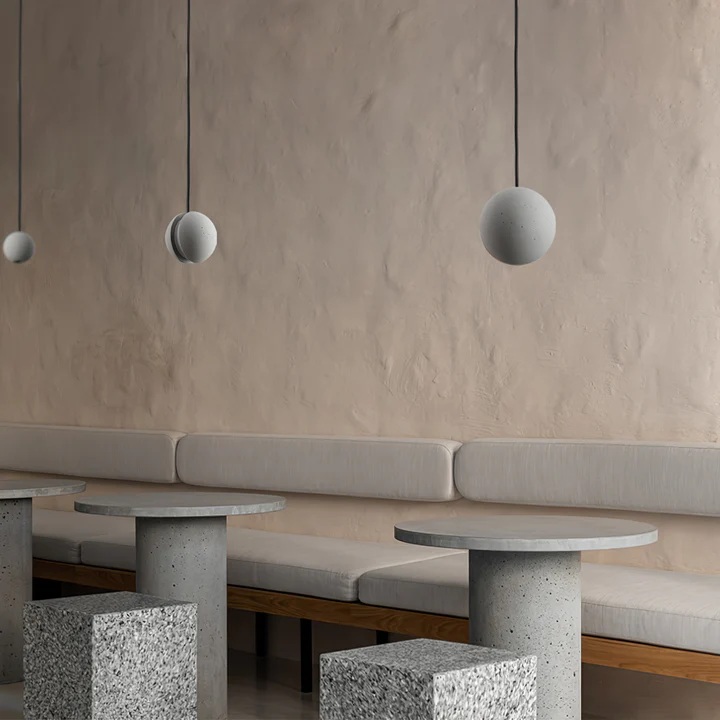 Hailie Minimalism Round Concrete Acrylic Pendant Light Living Room