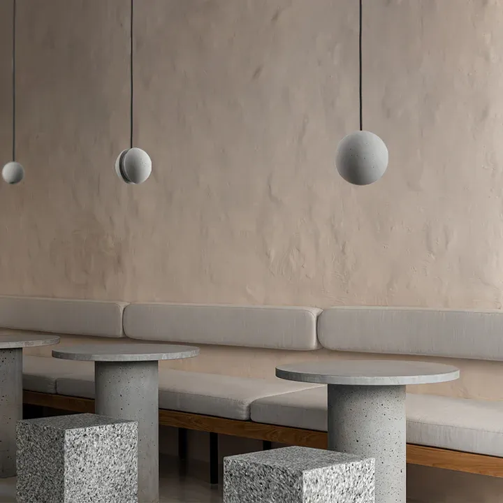 Hailie Minimalism Round Concrete Acrylic Pendant Light Living Room