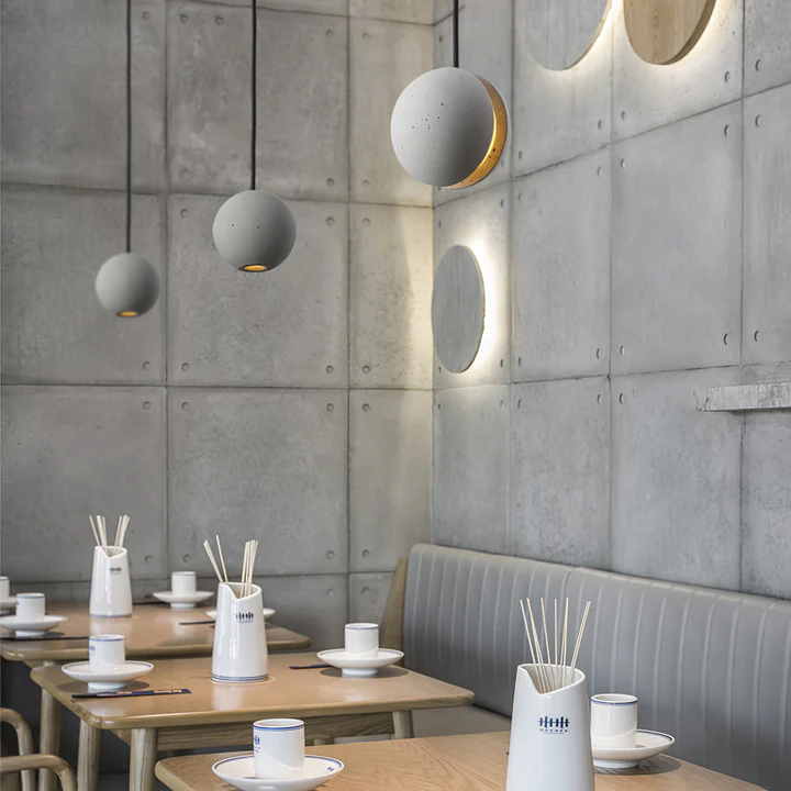 Hailie Minimalism Round Concrete Acrylic Pendant Light Living Room