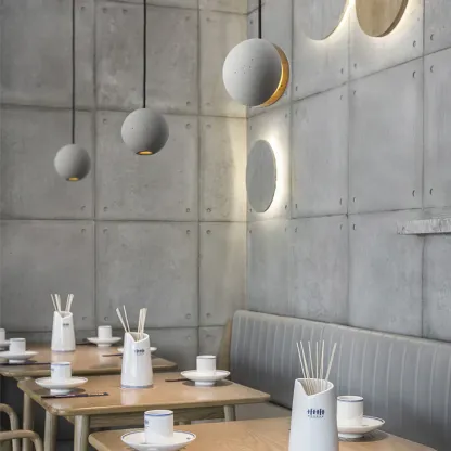 Hailie Minimalism Round Concrete Acrylic Pendant Light Living Room