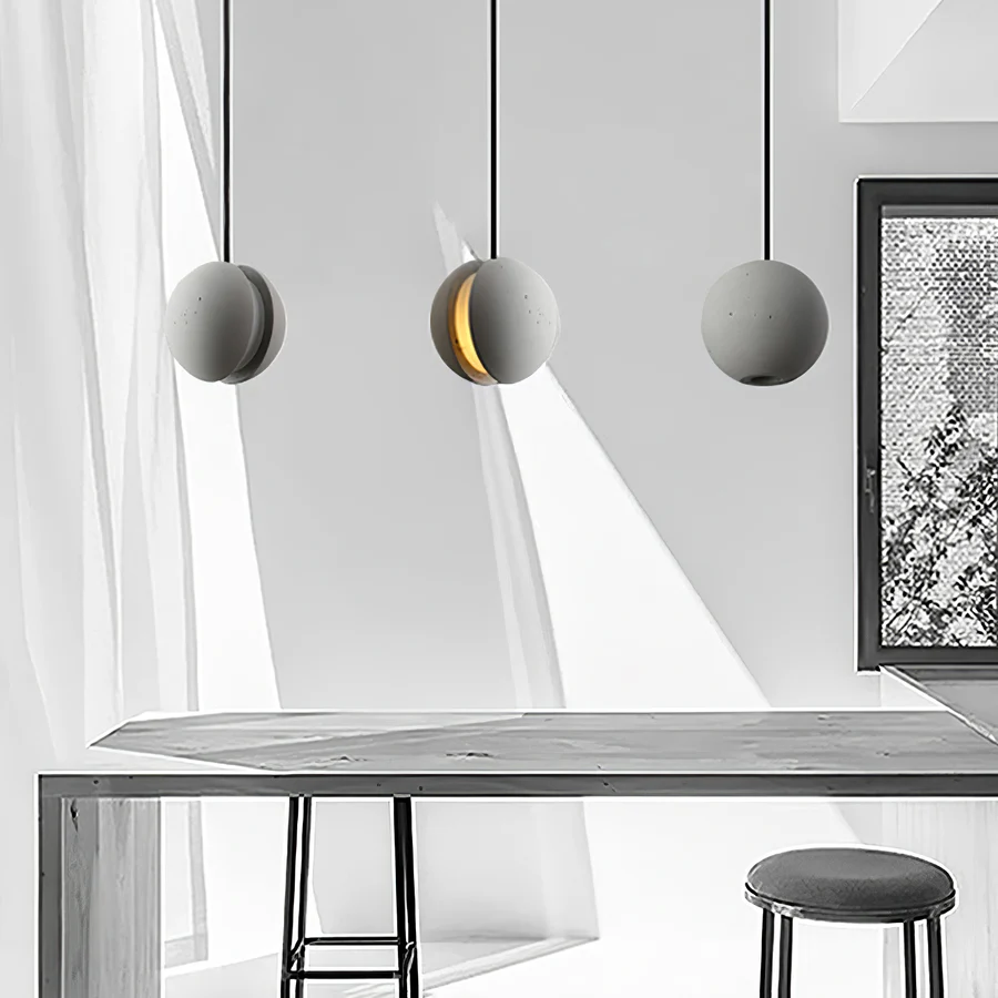 Hailie Minimalism Round Concrete Acrylic Pendant Light Living Room