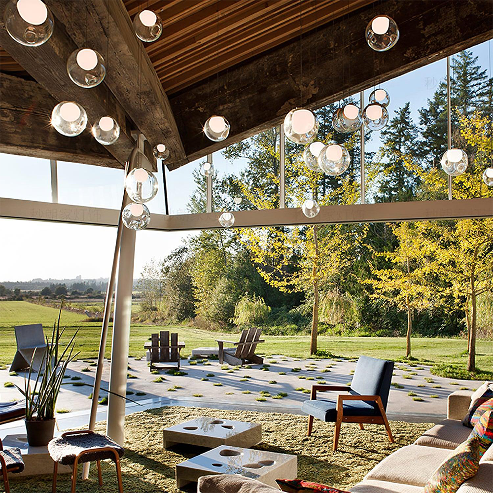 Alana Multi-Heads Globe Cluster Chandelier in living room