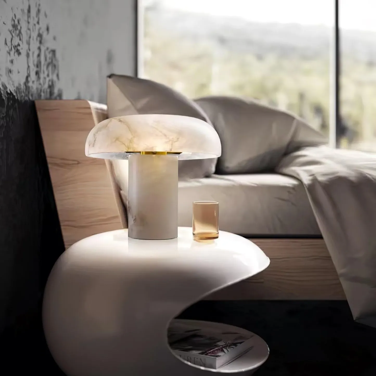 Jade Modern Alabaster Table Lamp Scene Living Room Bedroom
