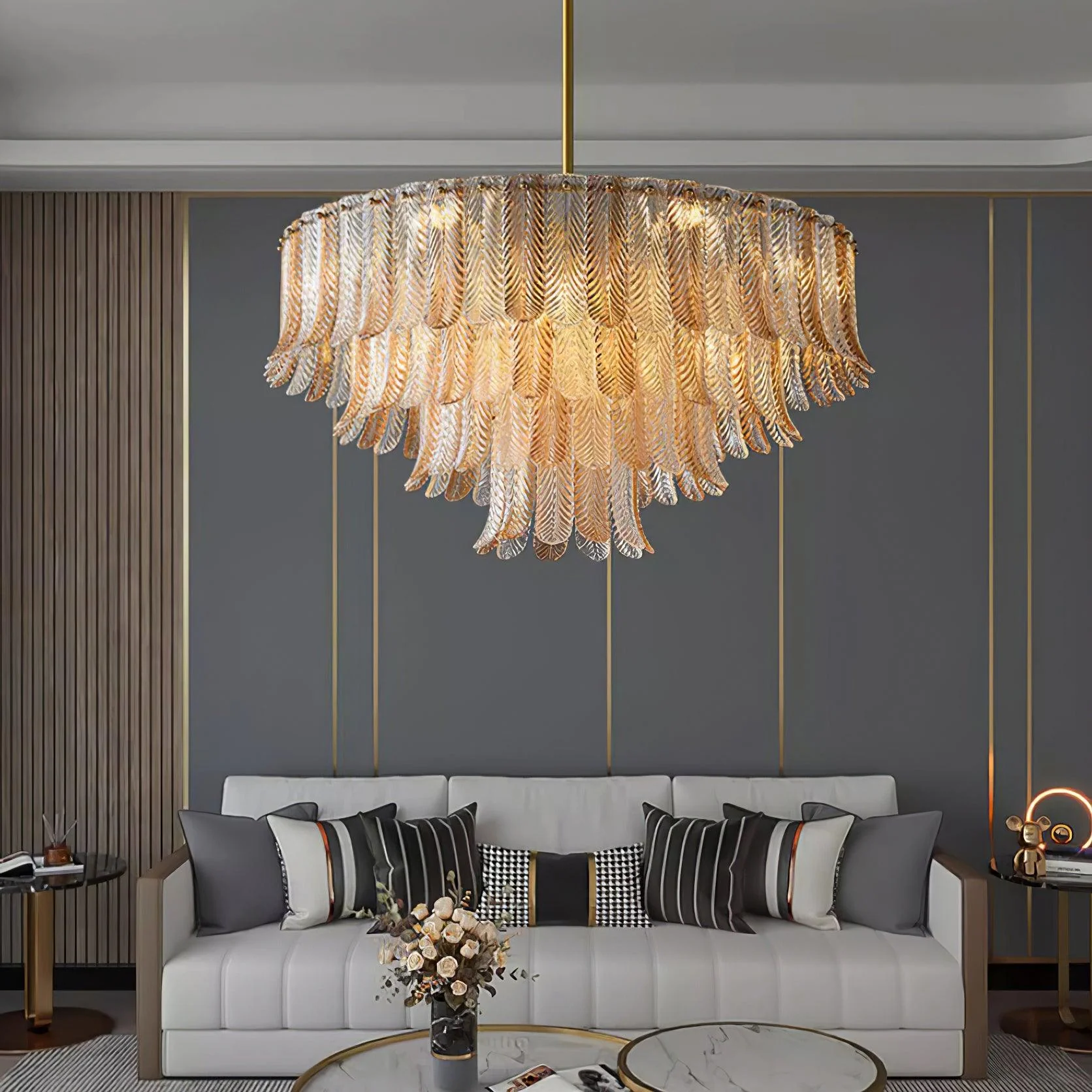 Marilyn Gorgeous Brass Glass Chandelier Bedroom Living Room