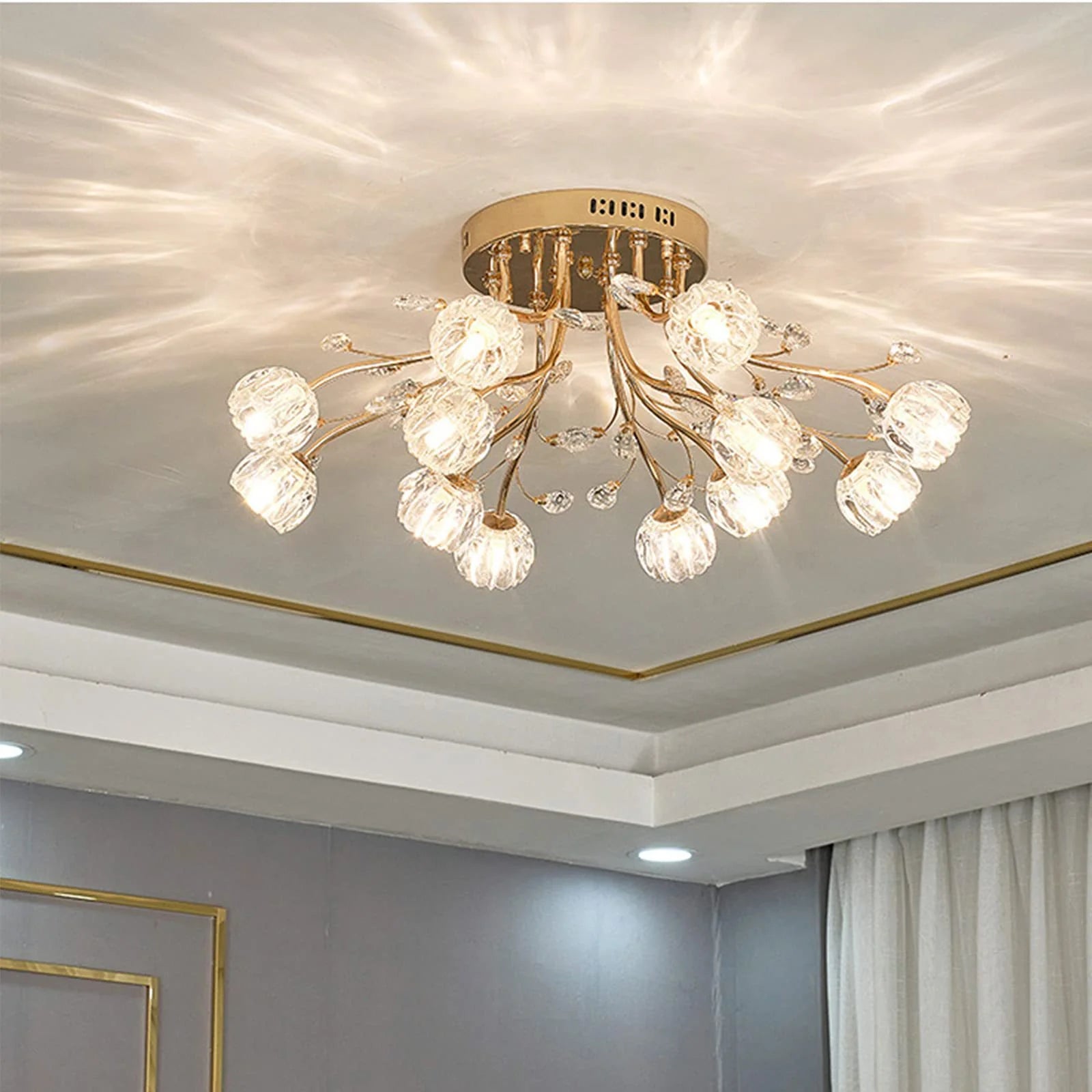 Valentina Nordic Flower LED Chandelier Glass Living Room