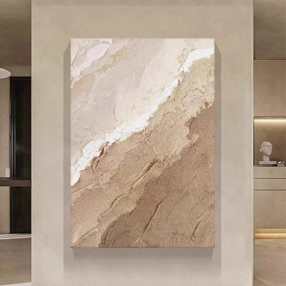 WABI-SABI Brown Beige Wilderness Oil Painting Canvas Wall Art Living Room