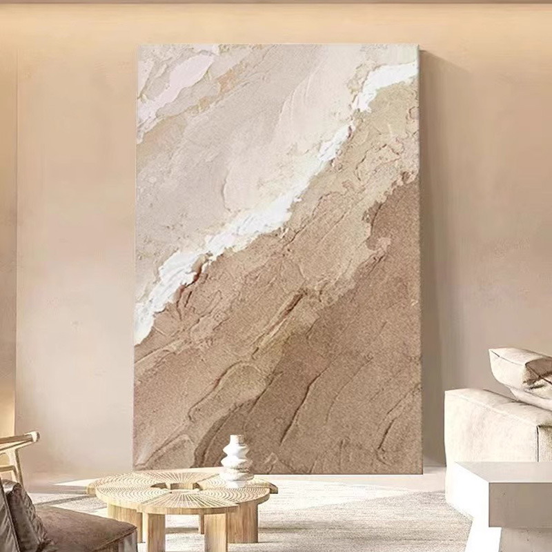 WABI-SABI Brown Beige Wilderness Oil Painting Canvas Wall Art Living Room