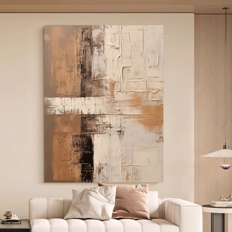 WABI-SABI Brown Earth Color Oil Painting Canvas Wall Art Entrance Living Room