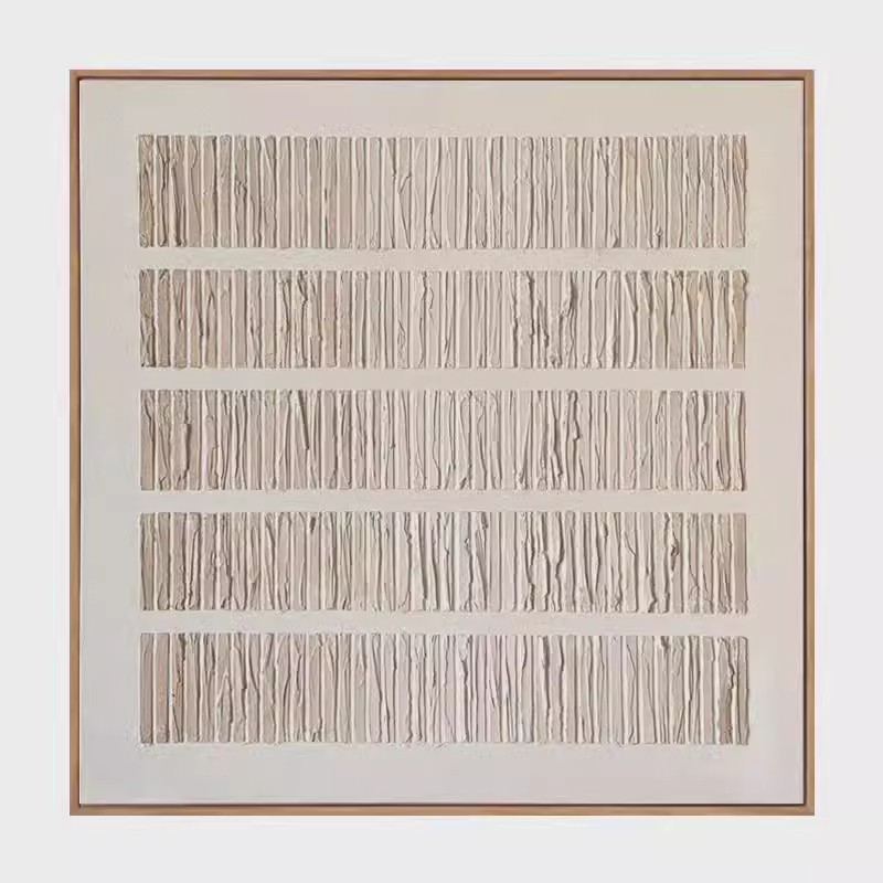 WABI-SABI Modern Warm Beige 3D Oil Painting Canvas Wall Art Living Room