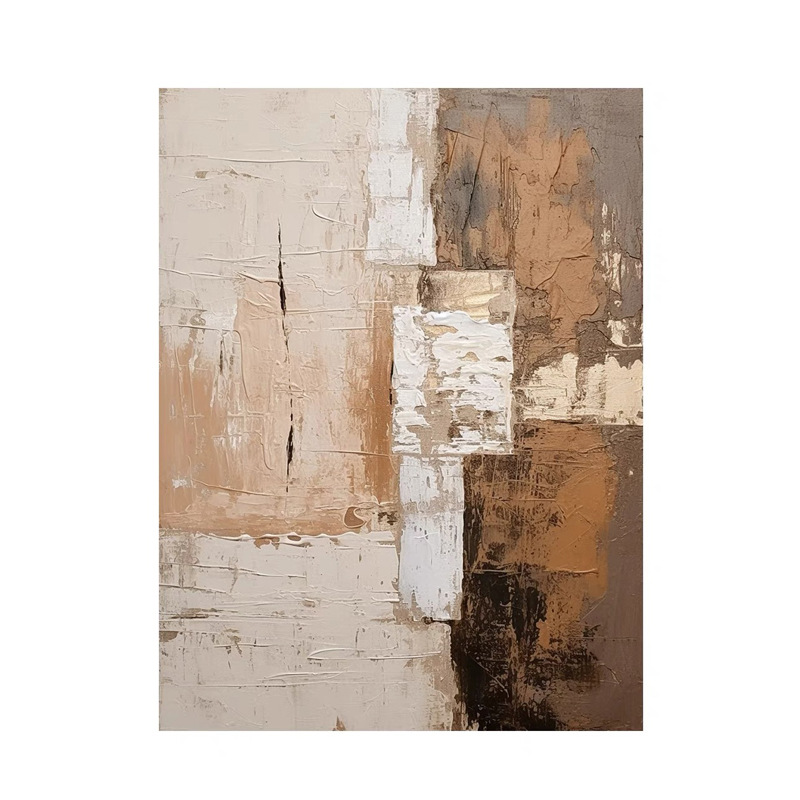 WABI-SABI Brown Earth Color Oil Painting Canvas Wall Art Style D Entrance Living Room