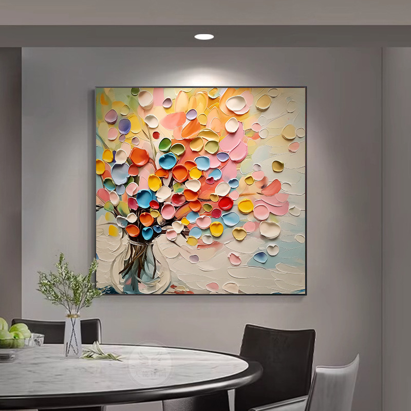 Floral Colorful 3D Oil Painting Canvas Wall Art Framed Dining Living Room