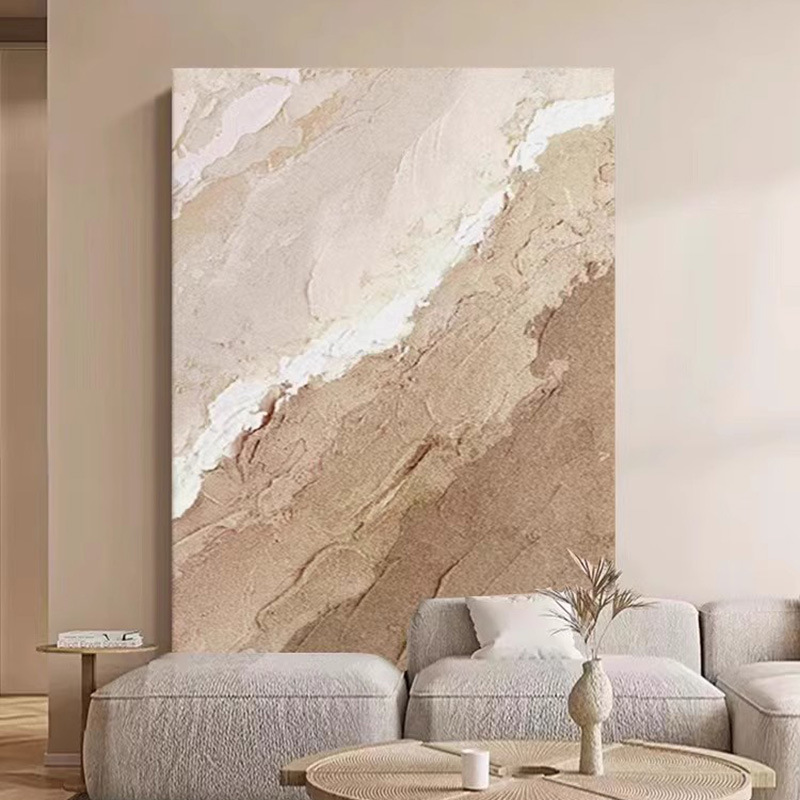 WABI-SABI Brown Beige Wilderness Oil Painting Canvas Wall Art Living Room