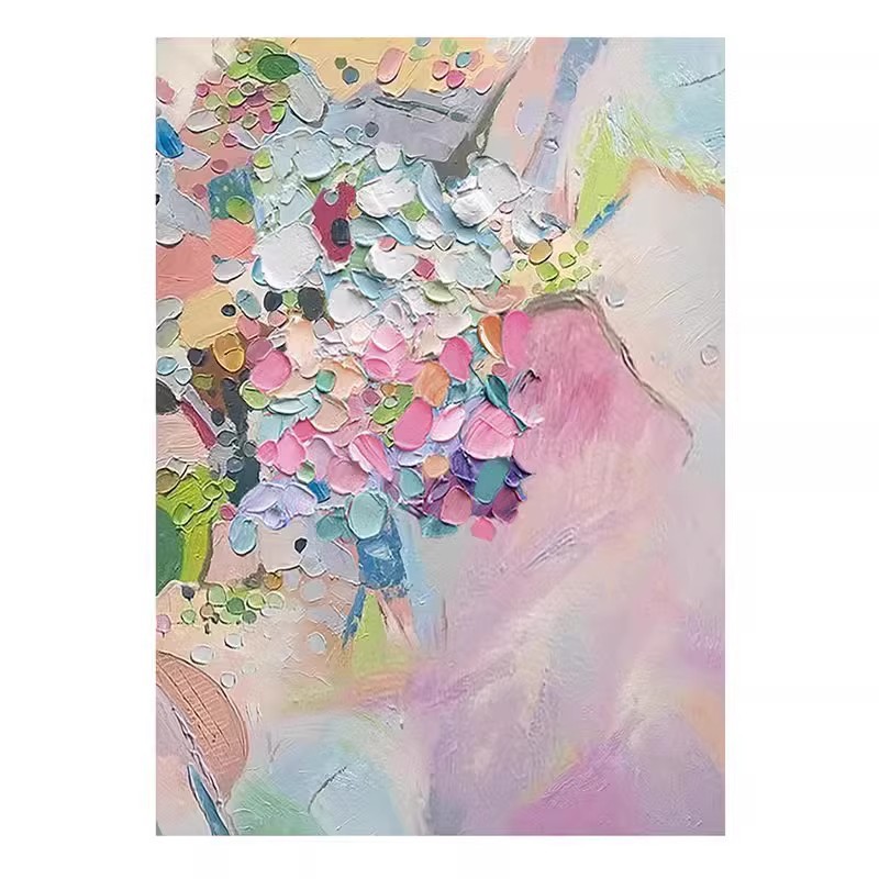 Floral Pink Color 3D Oil Painting Canvas Wall Art Entrance Living Room