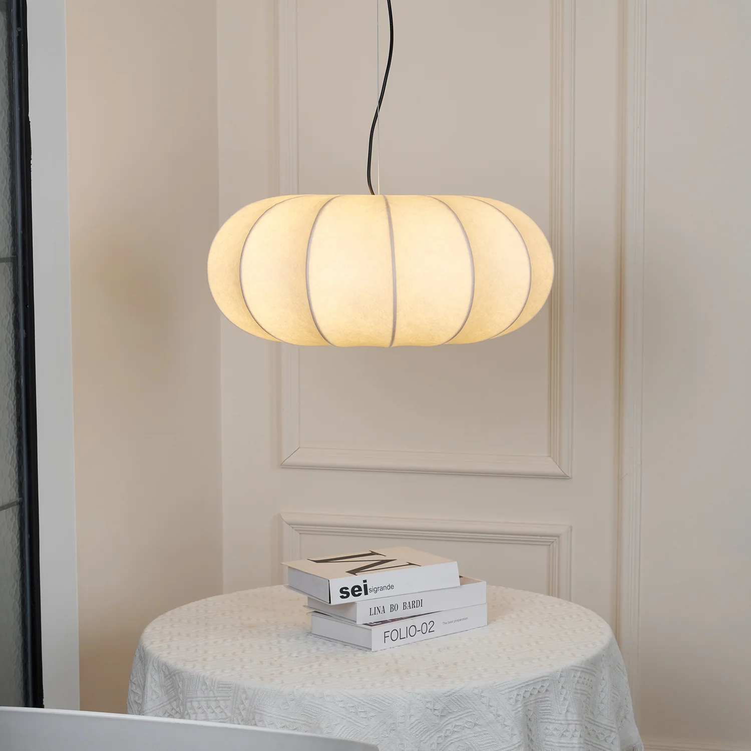 Ozawa Vintage Oblate Silk Metal Pendant Light Living Room Dining Room
