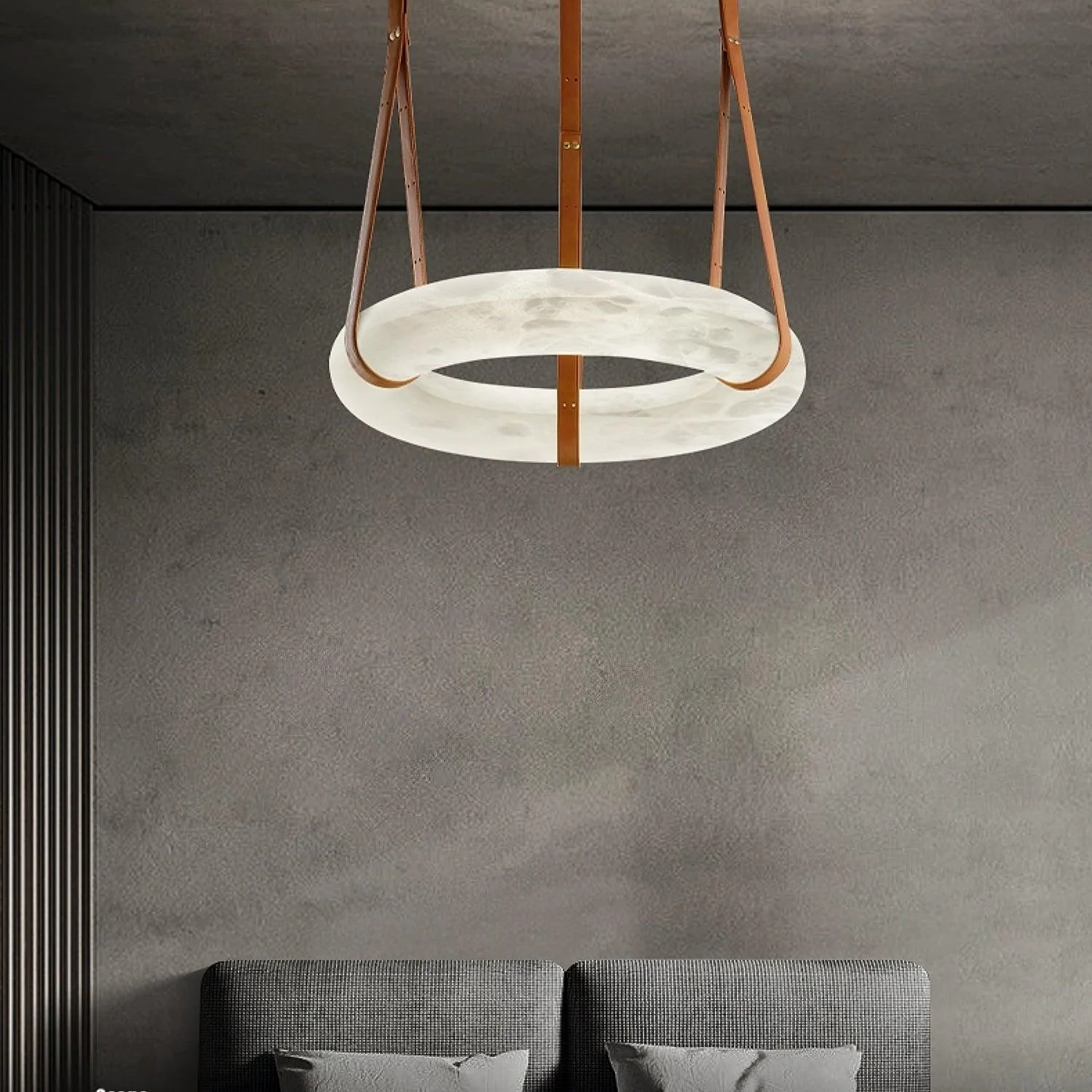 Valentina Ring Alabaster Artificial leather Pendant Light Living Room Dining Room