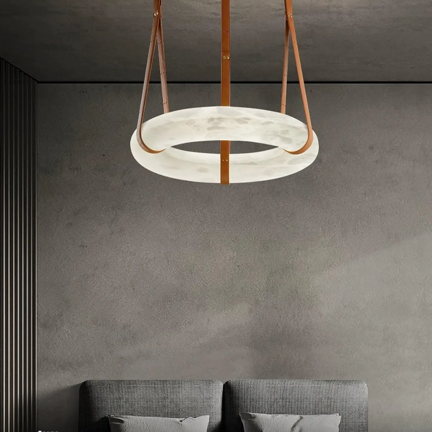 Valentina Ring Alabaster Artificial leather Pendant Light Living Room Dining Room