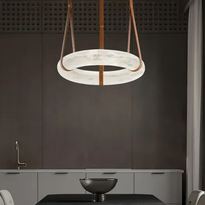 Valentina Ring Alabaster Artificial leather Pendant Light Living Room Dining Room