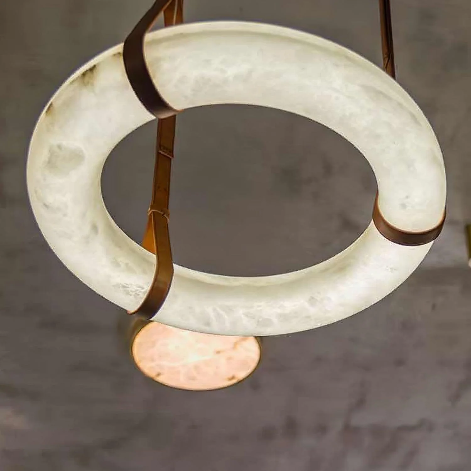 Valentina Ring Alabaster Artificial leather Pendant Light Living Room Dining Room