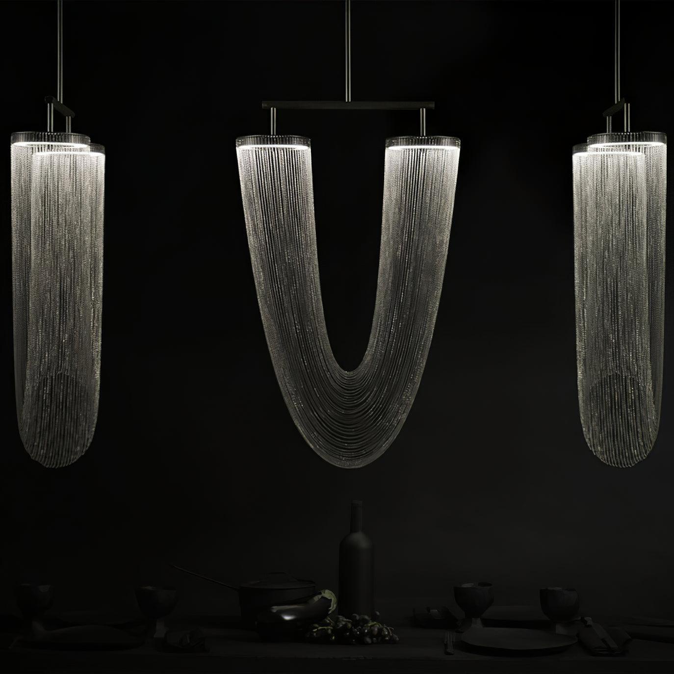 Marilyn U Shape Art Deco Metal Acrylic Pendant Light Dining Room Living Room
