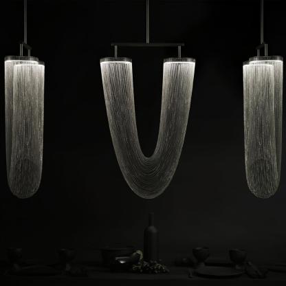 Marilyn U Shape Art Deco Metal Acrylic Pendant Light Dining Room Living Room