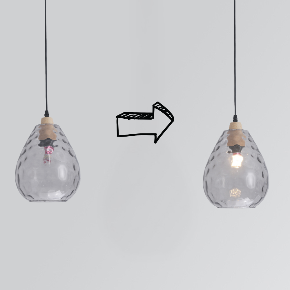 Avi Vintage Teardrop Pendant Light, Glass/Wood