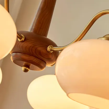 Valentina Vintage Wood Glass Chandelier Shades Living Dining Room