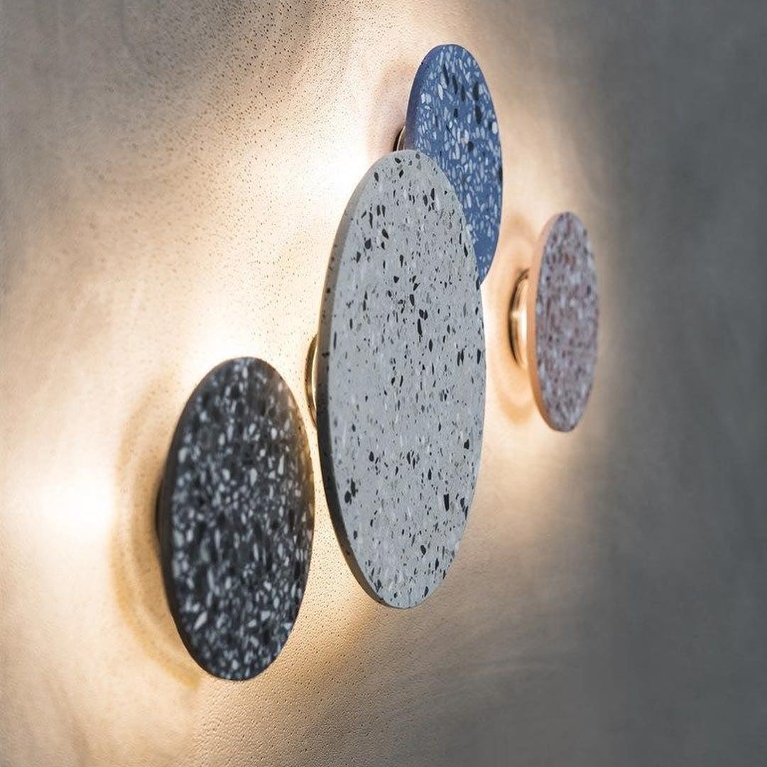 Byers Vintage Round Metal Terrazzo Concrete Wall Lamp Bedoom