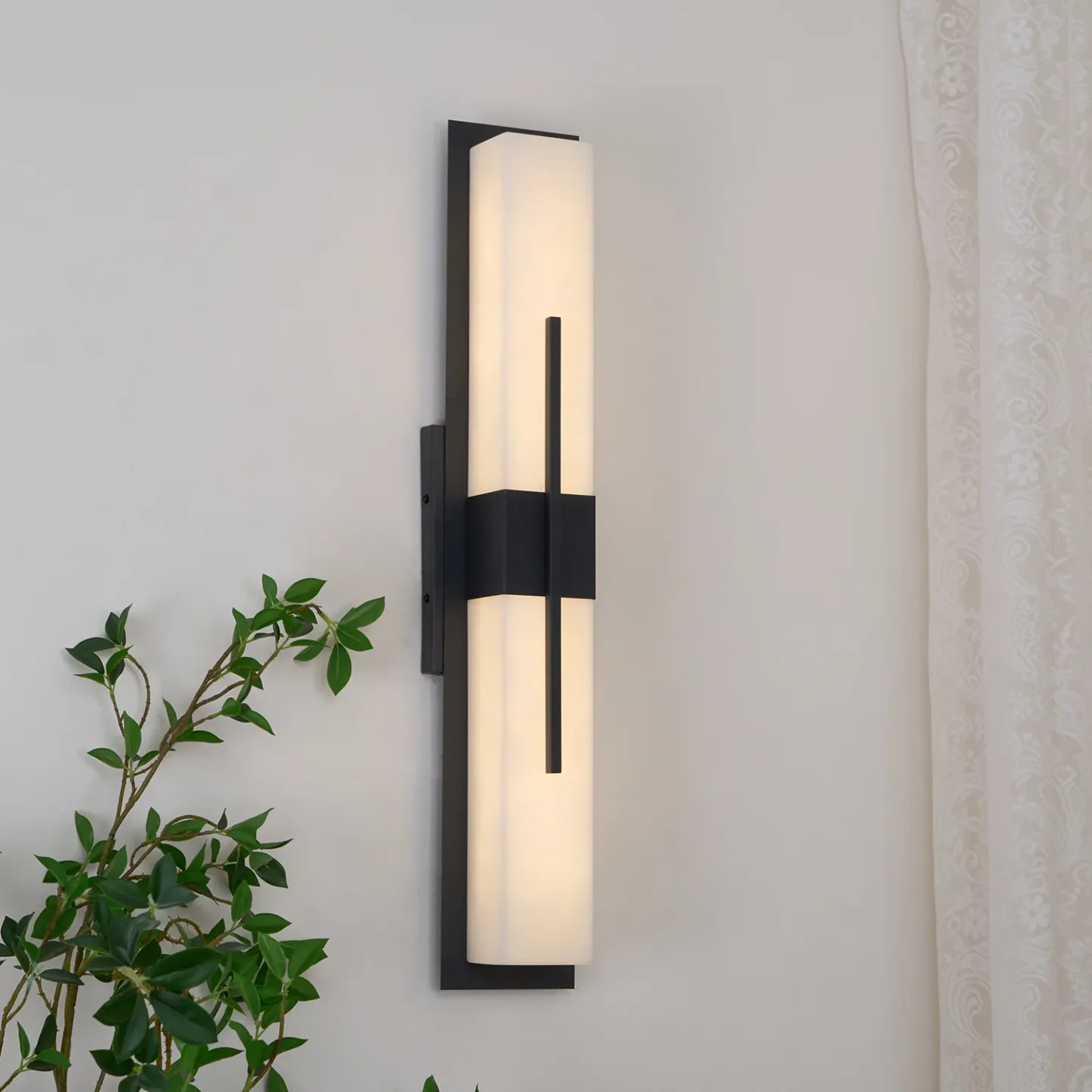 Edge Modern Acrylic Black White Wall Light Waterproof Garden Park