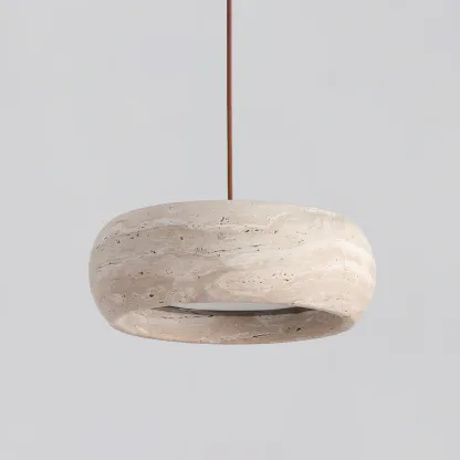 Zaid Modern Round Travertine Pendant Light Shades Bedroom Dining Room