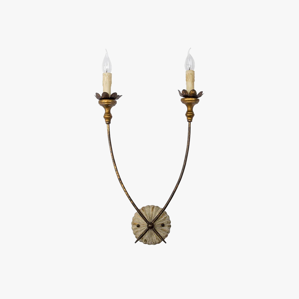 Alessio Vintage Gold Metal Wood Wall Lamp Dining Room Bedroom