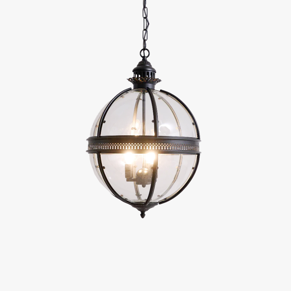 Alessio Vintage Glass Metal Black Pendant Light Dining Room Bedroom